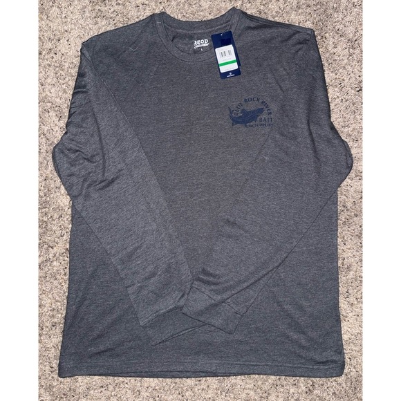 Izod Saltwater men's Long‎ Sleeve t-shirt gray sz L Blue Rock River - Picture 1 of 4